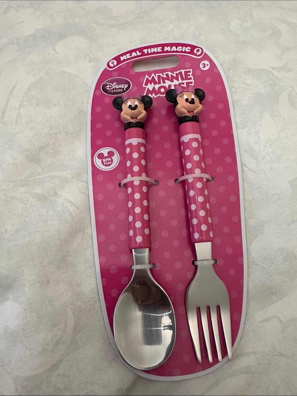 Disney Minnie Mouse Pink Polka Dot Spoon & Fork Set